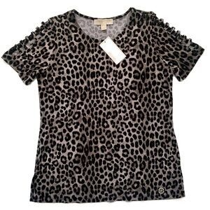 Michael Kors Leopard Print Top with Open Sleeves size S